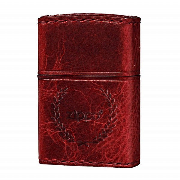 ジッポー 革巻き ライター メンズ ダメージレッド REAL LEATHER HAND MADE カワマキ ヨコロゴ 本牛革 RD-7 | 