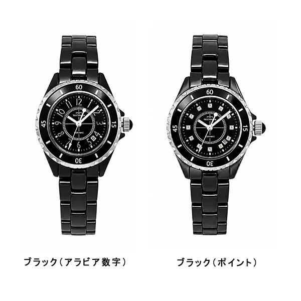 テクノス  レディース 腕時計 アナログ セラミック ブラック ホワイト T9930TB T9930BB T9930TW T9930WW |  | 01