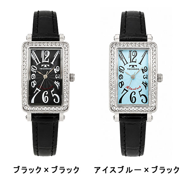 テクノス  レディース 腕時計 アナログ パヴェベゼル 100年記念モデル T9935SB T9935SI T9935PB T9935BW T9935SW ブラック ブルー ブラウン ホワイト |  | 01