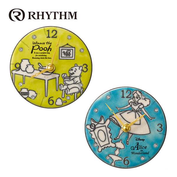 リズム  掛け時計 RHYTHM ディズニー くまのプーさん 不思議の国のアリス 掛置兼用 アナログ ZC94 | 