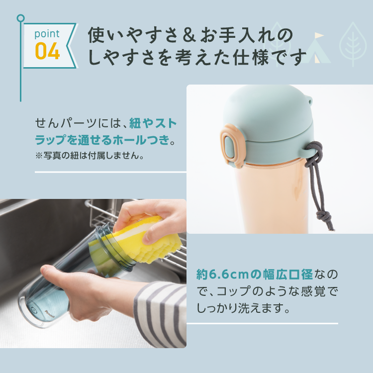 クリアボトル 水筒 480ml 500ml弱 ...の詳細画像5