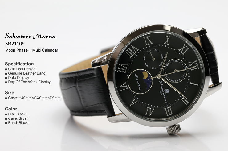 Salvatore Marra サルバトーレマーラ ムーンフェイズ 腕時計 メンズ 限定モデル 革ベルト レザー ブランド SM21106｜the-hacienda｜06