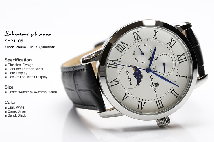 Salvatore Marra サルバトーレマーラ ムーンフェイズ 腕時計 メンズ 限定モデル 革ベルト レザー ブランド SM21106｜the-hacienda｜05