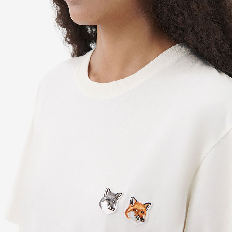 【特別セール】Maison Kitsune Tシャツ ホワイト Sサイズ ボールド フォックスヘッド パッチ オーバーサイズ Tシャツ