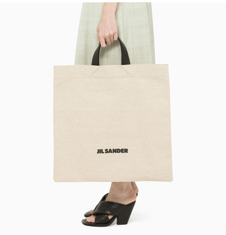 海外限定*JILSANDER*キャンバストートバッグ 2WAY ベージュ Jill Sandar(ジルサンダー) ロゴ キャンバス トートバッグ