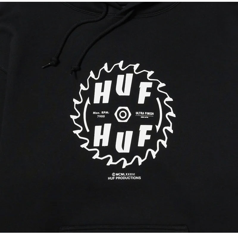 HUF（ハフ） BUZZKILL P/O HOODIE PF00619 BLACK HEATHER GREY