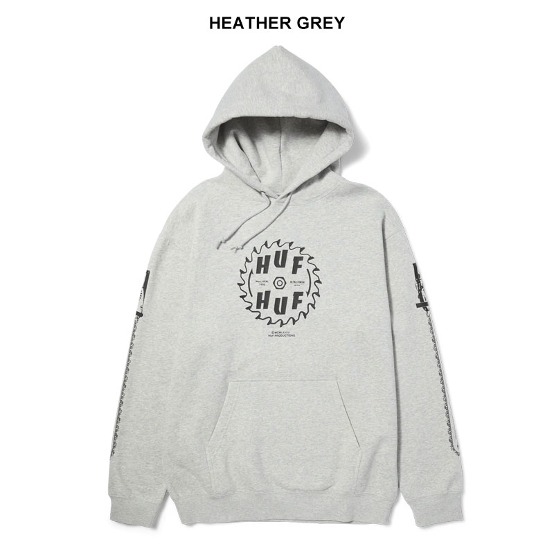 HUF（ハフ） BUZZKILL P/O HOODIE PF00619 BLACK HEATHER GREY