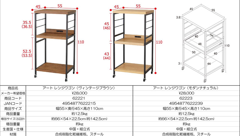 アート レンジワゴン 62221 62223 : kuro-62221-23 : ONLINE SHOP THE