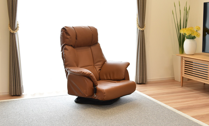 タマリビング フロアチェア ベローナ 本革 ハイバック座椅子 リクライニング タマリビング 本革 ベローナ 回転座椅子 座椅子 無段階リクライニング