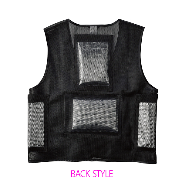 空調服用　メッシュベスト 空調風神服用 アイスメッシュベスト 99100 4ポケット 保冷剤2個付き