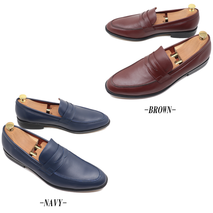 本革 メンズ ローファー スリッポン ハンドメイド マッケイ製法 革靴