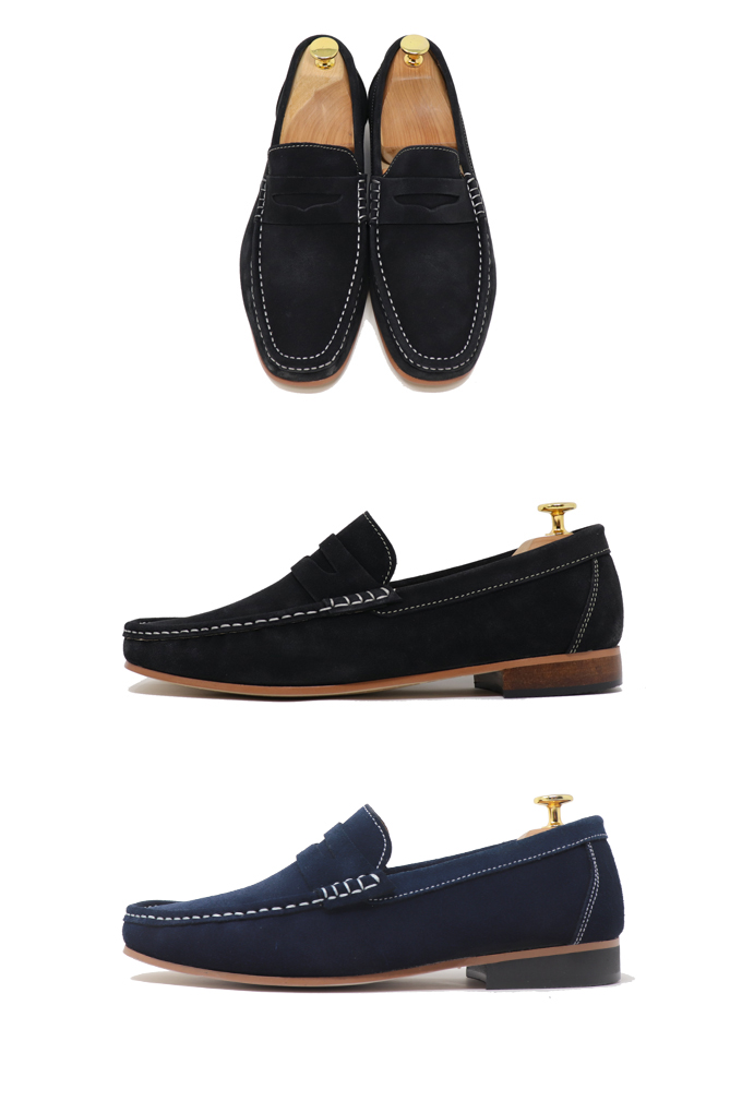 本革 スエード ローファー スリッポン ハンドメイド マッケイ製法