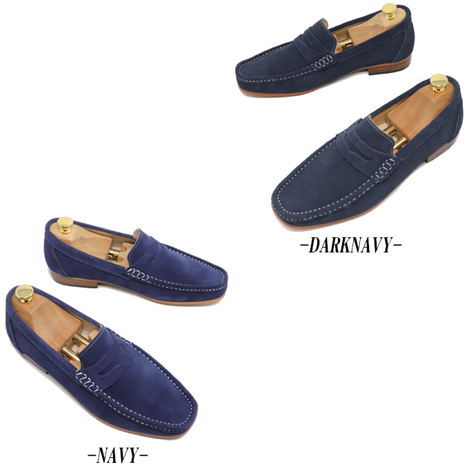 本革 スエード ローファー スリッポン ハンドメイド マッケイ製法