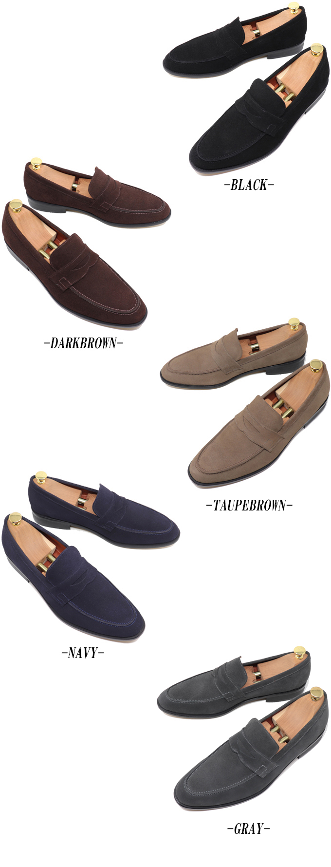 本革 メンズ スエード ローファー スリッポン ハンドメイド マッケイ