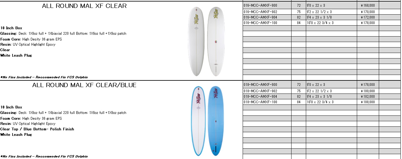 サーフボード MCCOY Surfboards マッコイ ALL ROUND MAL 9'2
