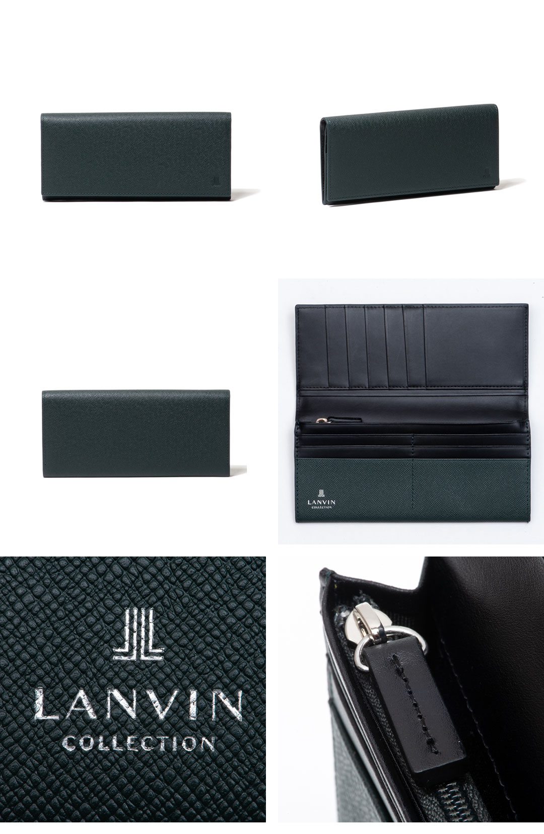 未使用品 LANVIN レザー 長財布 かぶせ メンズ ブラック L1