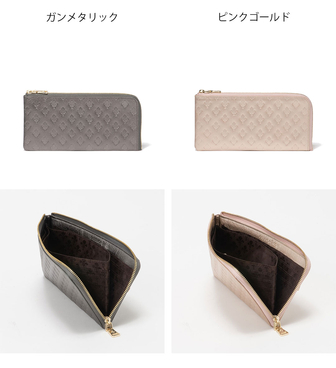 【箱無し】パトリックコックス 長財布　グレー×ピンク パトリックコックス 長財布 かぶせ リッチ 本革 レザー
