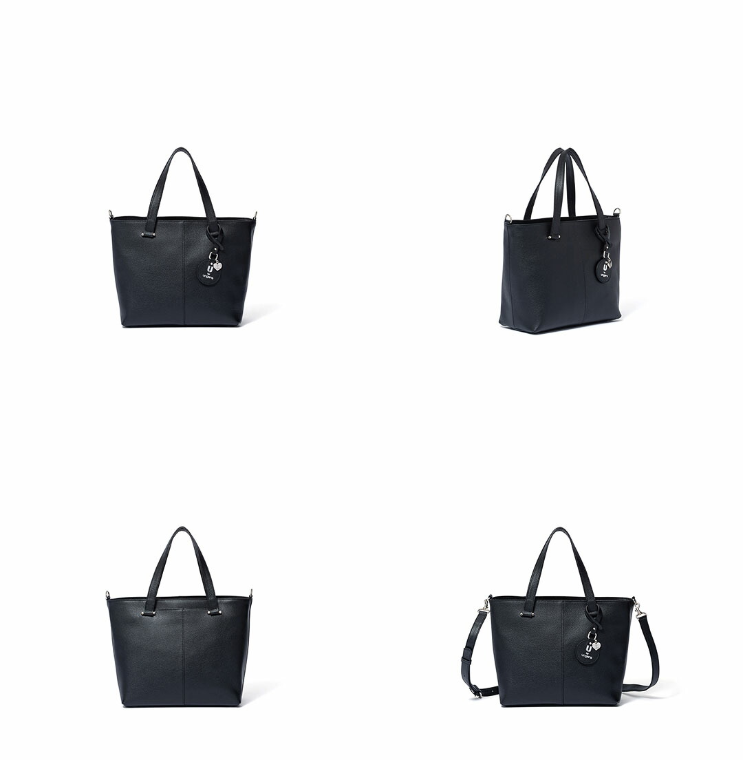 ウンガロ U by ungaro トートバッグ 肩掛け　黒 レザー　チャーム ungaro ウンガロ 本革 レザー チャーム付き バケツ型 トート
