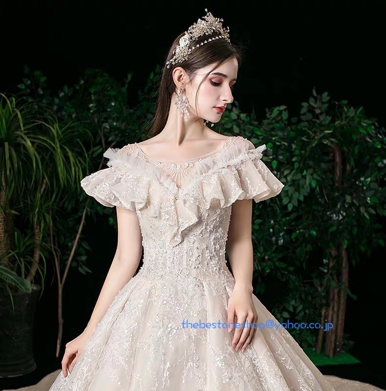 高級 ウエディングドレス お花嫁ドレス プリンセスライン