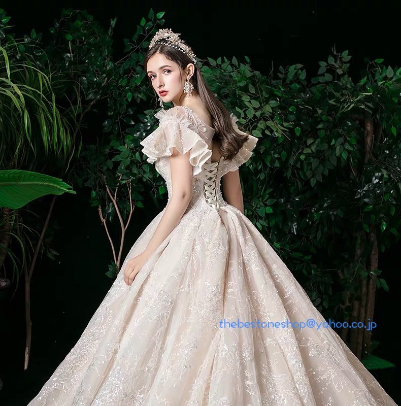 高級 ウエディングドレス お花嫁ドレス プリンセスライン ブライダル
