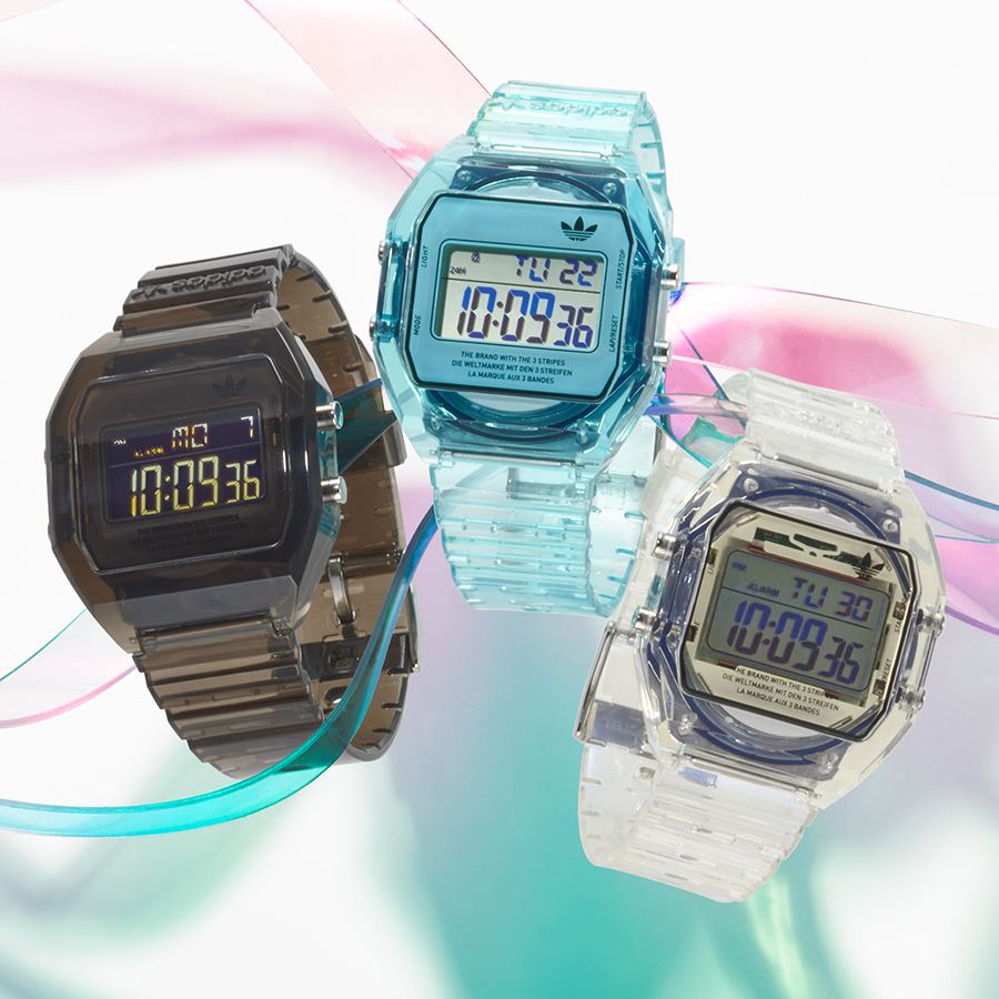 3月22日発売 アディダス ストリート デジタルツー クリスタル AOST24061 メンズ レディース 腕時計 電池式 デジタル スケルトン 偏光  樹脂ベルト