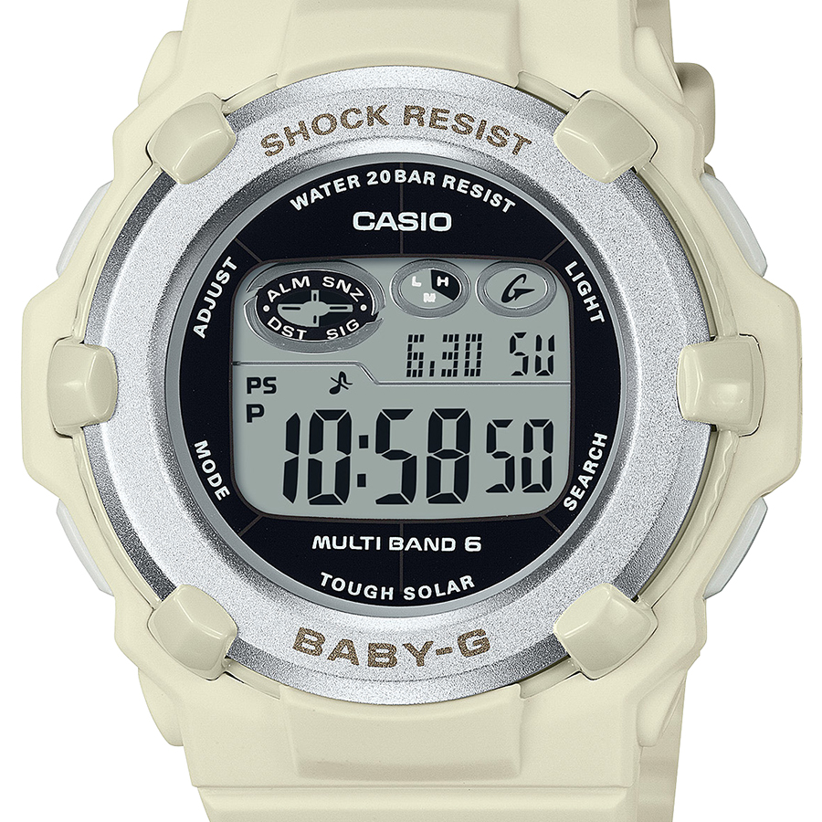 4月6日発売 BABY-G 電波ソーラー デジタル 薄型 ラウンドフェイス BGR-3003NC-7JF レディース 腕時計 樹脂バンド ホワイト 国内正規品 カシオ｜theclockhouse-y｜03