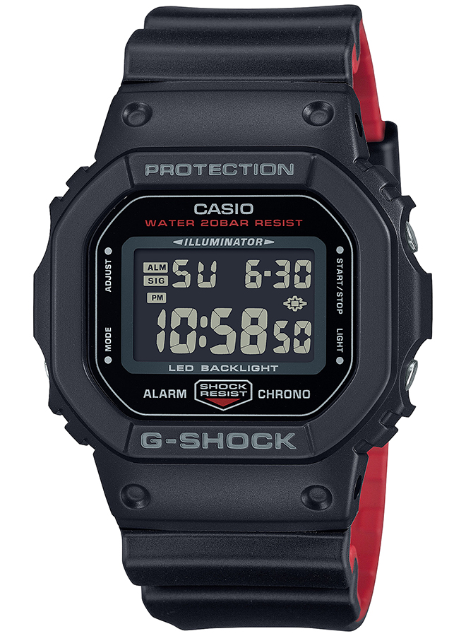 G-SHOCK 5600シリーズ ブラック&レッド DW-5600UHR-1JF メンズ 腕時計 