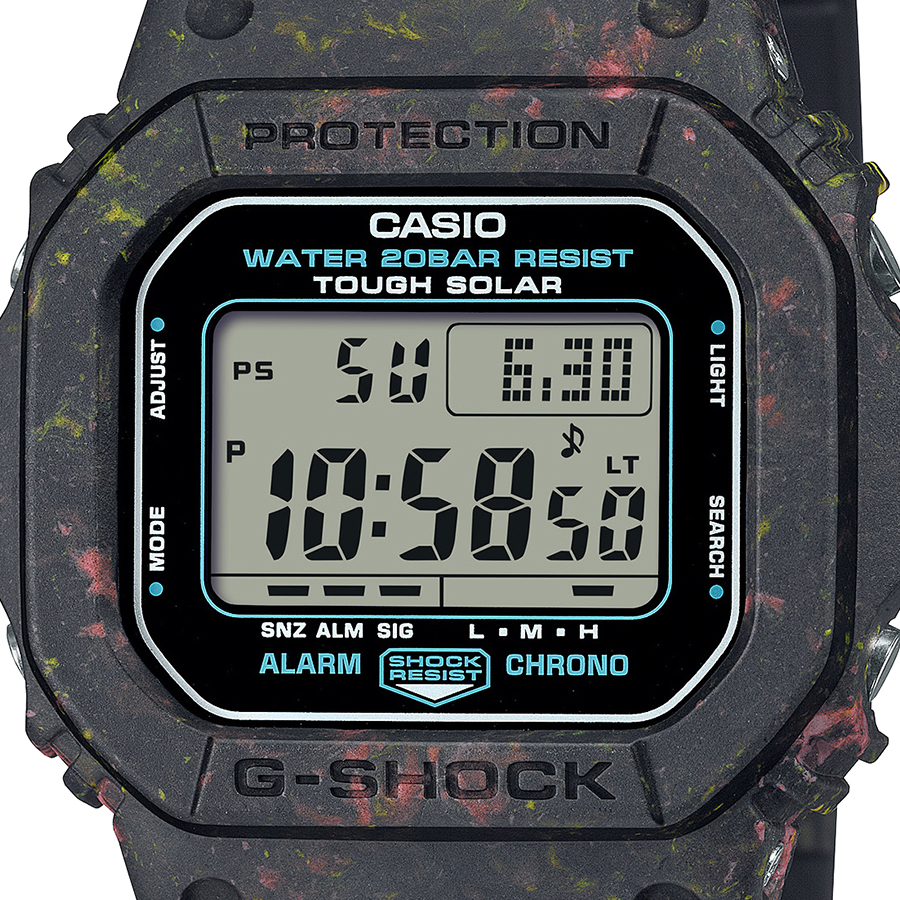 G-SHOCK 5600シリーズ 廃棄樹脂 リサイクル G-5600BG-1JR メンズ 腕時計 ソーラー デジタル 樹脂バンド マッドブラック 国内正規品 カシオ｜theclockhouse-y｜03