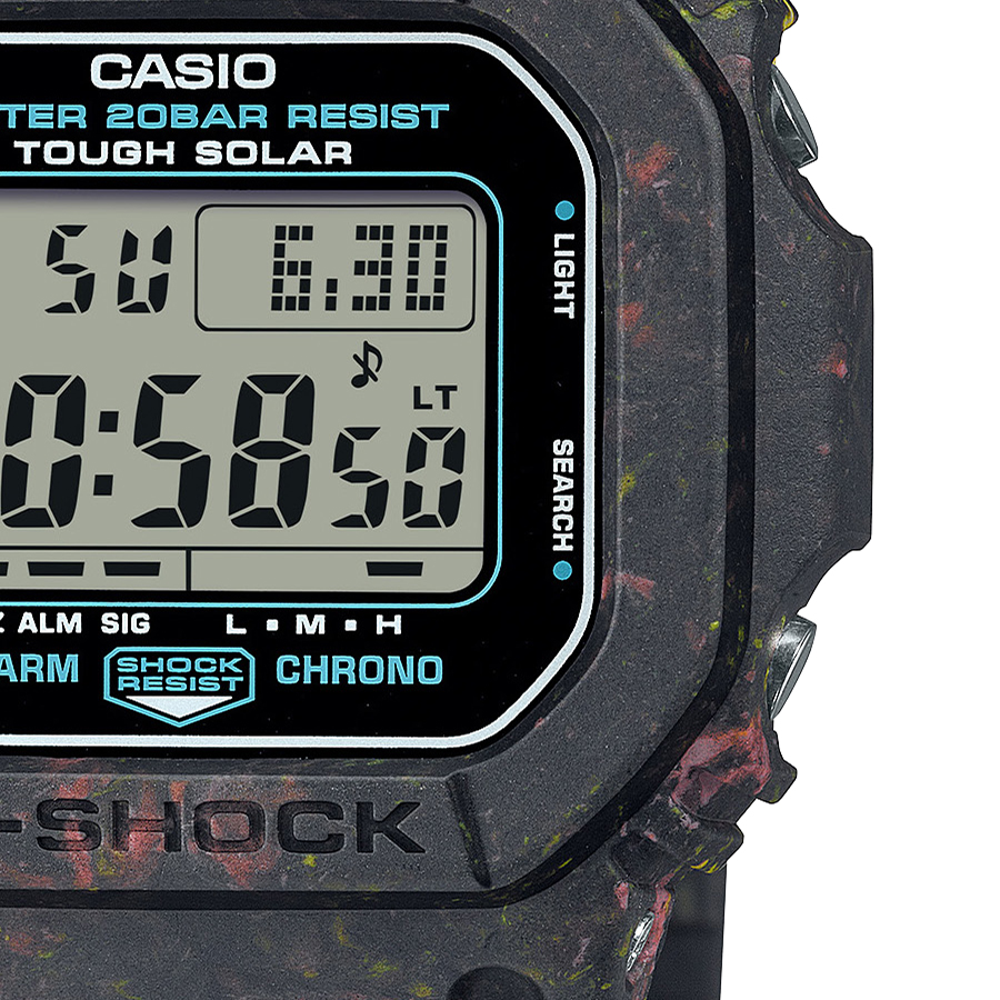 G-SHOCK 5600シリーズ 廃棄樹脂 リサイクル G-5600BG-1JR メンズ 腕時計 ソーラー デジタル 樹脂バンド マッドブラック 国内正規品 カシオ｜theclockhouse-y｜05