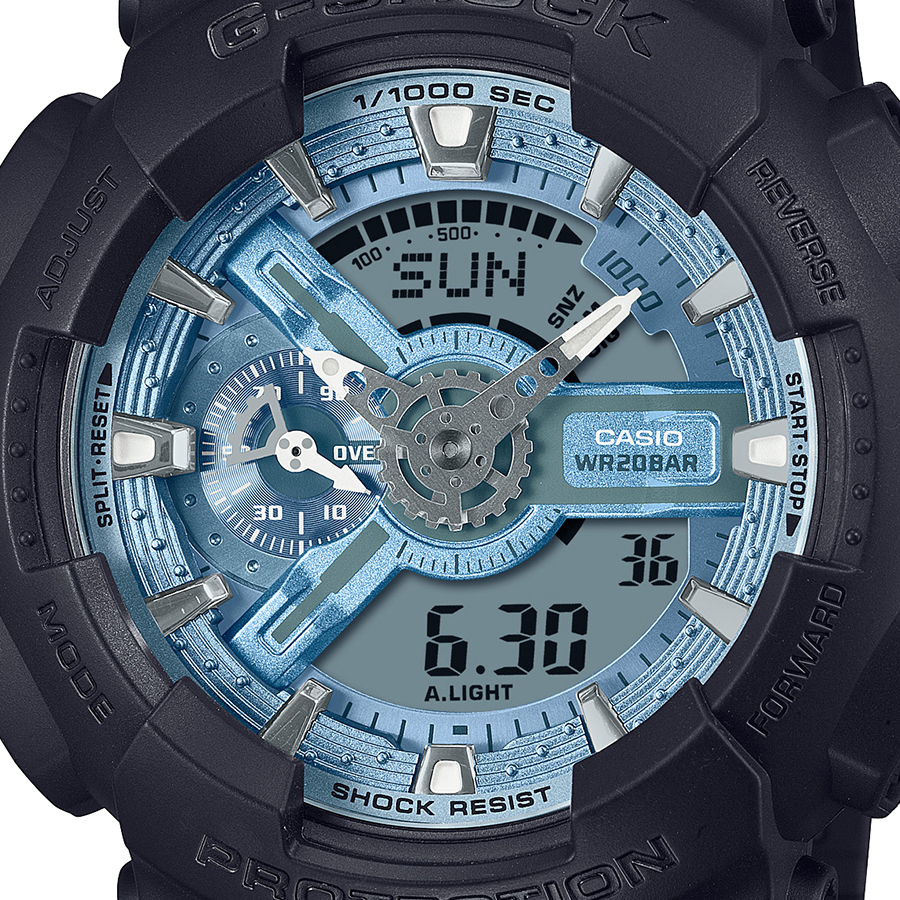 G SHOCK メタリックカラーダイヤル GA 110CD 1A2JF メンズ 腕時計 電池式 アナデジ ビッグケース アイスブルー 国内正規品 カシオ :GA 110CD 1A2JF:ザ・クロックハウス