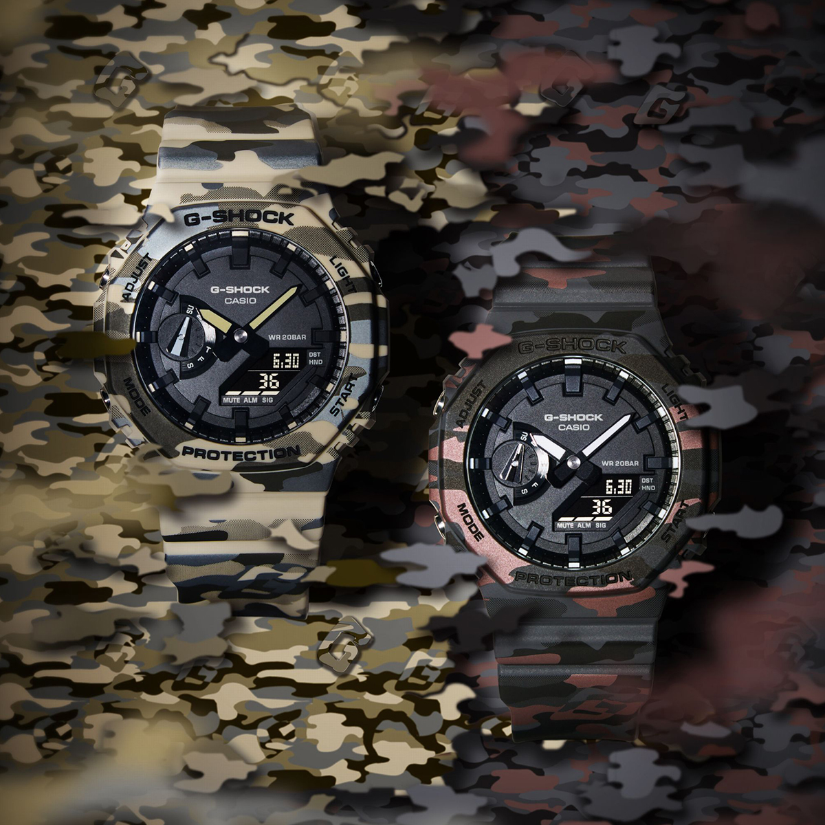 G-SHOCK カモフラージュ ベージュ GA-2100CM-5AJF メンズ 腕時計 電池
