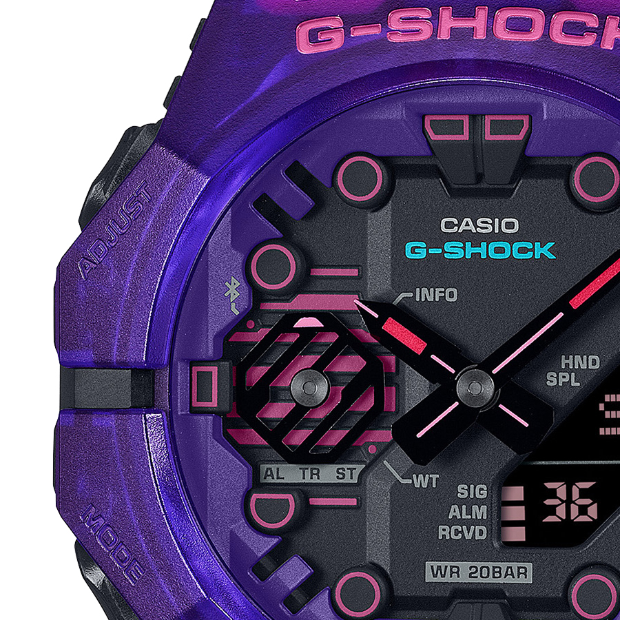 G-SHOCK サイバーシリーズ GA-B001CBRS-6AJF メンズ 腕時計 電池式 Bluetooth アナデジ パープル スケルトン 反転液晶 国内正規品 カシオ｜theclockhouse-y｜04