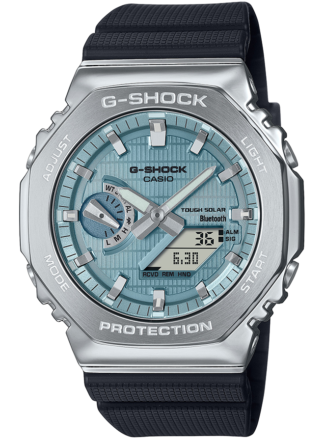 G-SHOCK メタルカバード 2100 GBM-2100A-1A2JF メンズ 腕時計 ソーラー Bluetooth オクタゴン アナデジ 樹脂バンド ブルー 国内正規品 カシオ | G-SHOCK | 01