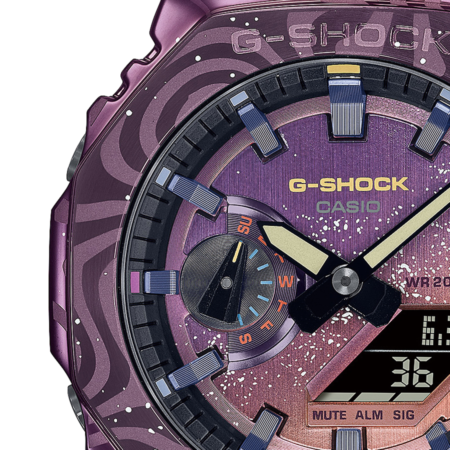 G-SHOCK メタルカバード ミルキーウェイギャラクシー 天の川銀河 GM-2100MWG-1AJR メンズ 腕時計 電池式 アナデジ パープル  カシオ 国内正規品