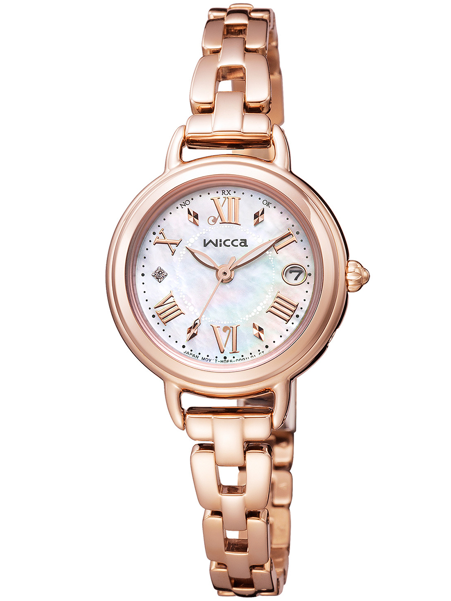 【新品】シチズン CITIZEN wicca 腕時計 レディース KL0-561-21 ソーラーテック電波（H0F6-04M） ホワイトシェルxピンクゴールド アナログ表示 wicca（ウィッカ） シチズン カフェタイム KL0-561-21 レディース