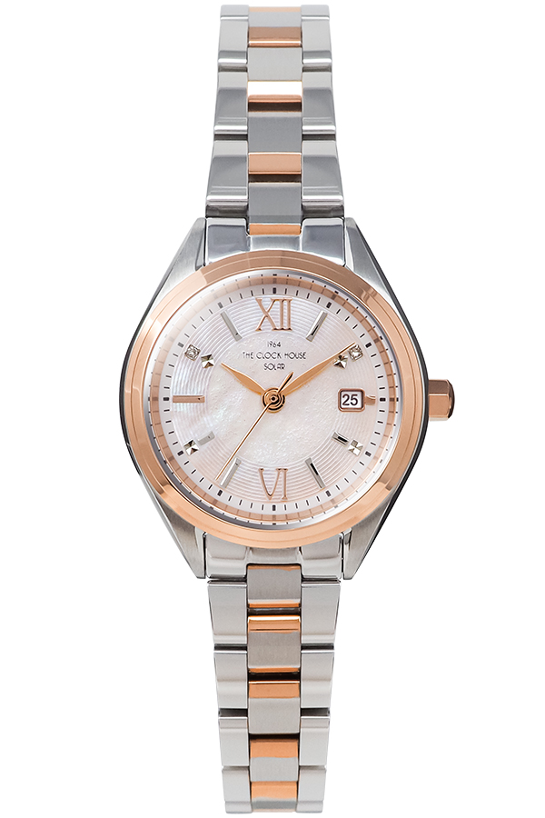 ザ・クロックハウス ビジネスカジュアル スマイルダイヤモンド LBC1008-PK1A レディース 腕時計 ソーラー 3針 ピンクダイヤル コンビ | THE CLOCK HOUSE | 01