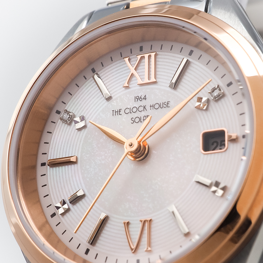 ザ・クロックハウス ビジネスカジュアル スマイルダイヤモンド LBC1008-PK1A レディース 腕時計 ソーラー 3針 ピンクダイヤル コンビ | THE CLOCK HOUSE | 05