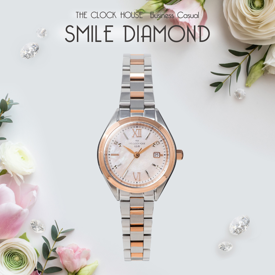 ザ・クロックハウス ビジネスカジュアル スマイルダイヤモンド LBC1008-PK1A レディース 腕時計 ソーラー 3針 ピンクダイヤル コンビ | THE CLOCK HOUSE | 13