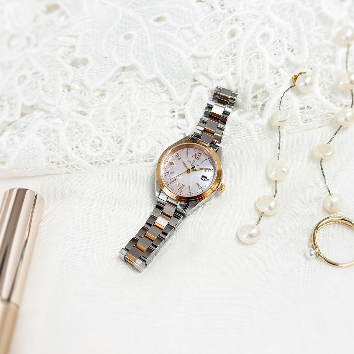 ザ・クロックハウス スマイルダイヤモンド SAKURA 限定モデル 2026 LBC1008-PK2ALIM レディース 腕時計 ソーラー 3針 白蝶貝ダイヤル | THE CLOCK HOUSE | 12