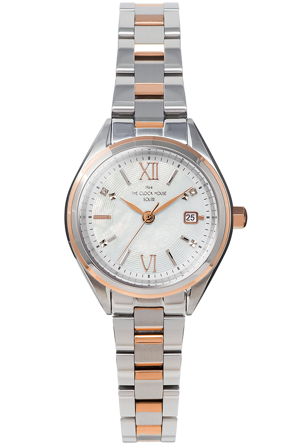 ザ・クロックハウス ビジネスカジュアル スマイルダイヤモンド LBC1008-WH2A レディース 腕時計 ソーラー 3針 ホワイトダイヤル コンビ | THE CLOCK HOUSE | 01