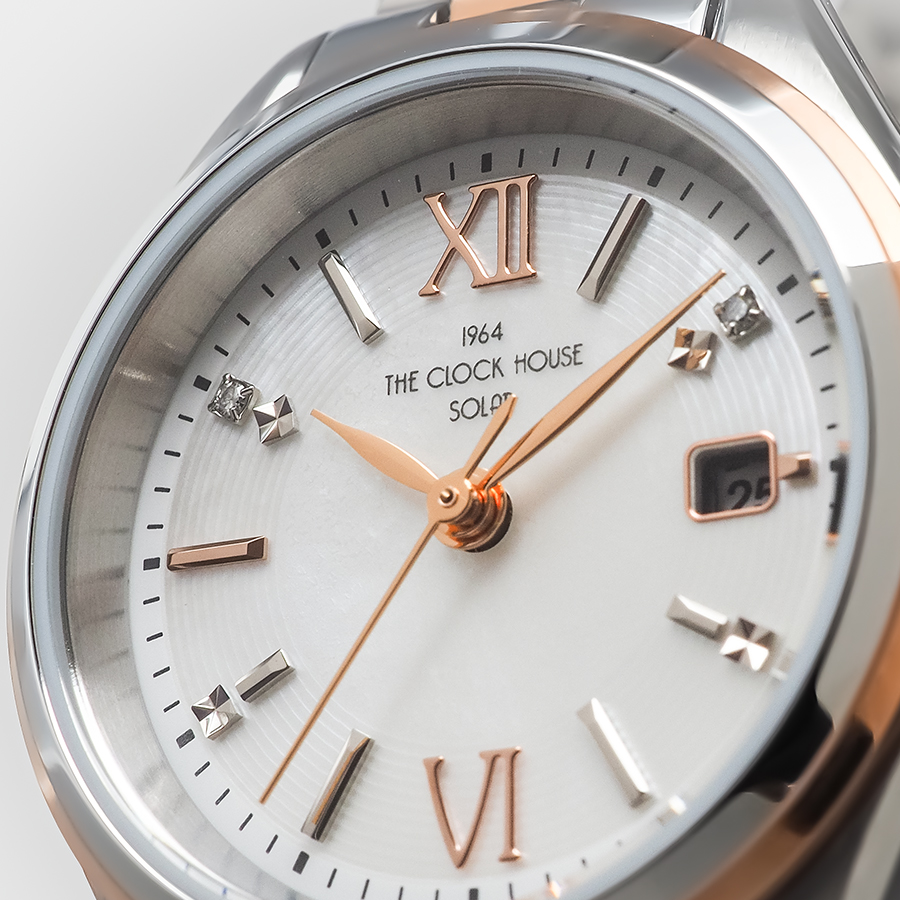 ザ・クロックハウス ビジネスカジュアル スマイルダイヤモンド LBC1008-WH2A レディース 腕時計 ソーラー 3針 ホワイトダイヤル コンビ | THE CLOCK HOUSE | 05