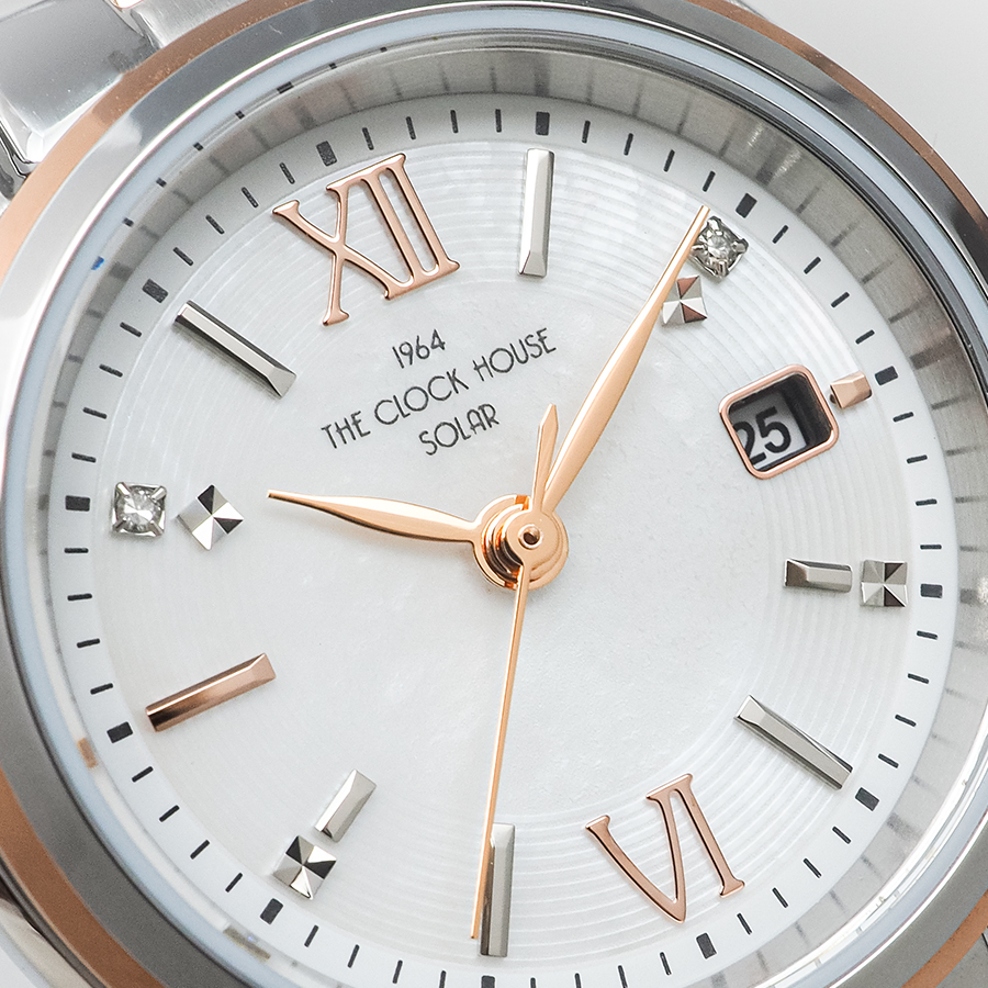 ザ・クロックハウス ビジネスカジュアル スマイルダイヤモンド LBC1008-WH2A レディース 腕時計 ソーラー 3針 ホワイトダイヤル コンビ | THE CLOCK HOUSE | 06