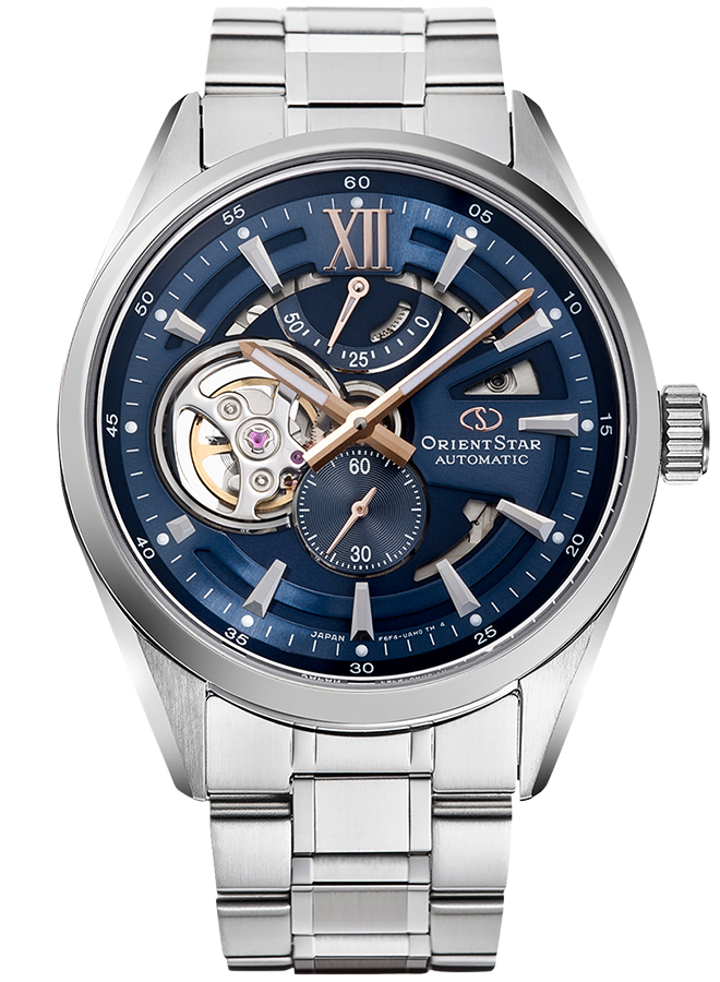 状態良好品 オリエントスター モダンスケルトン ブルー メンズ 自動巻き腕時計 ORIENT STAR（オリエントスター） モダンスケルトン RK-AV0135L メンズ