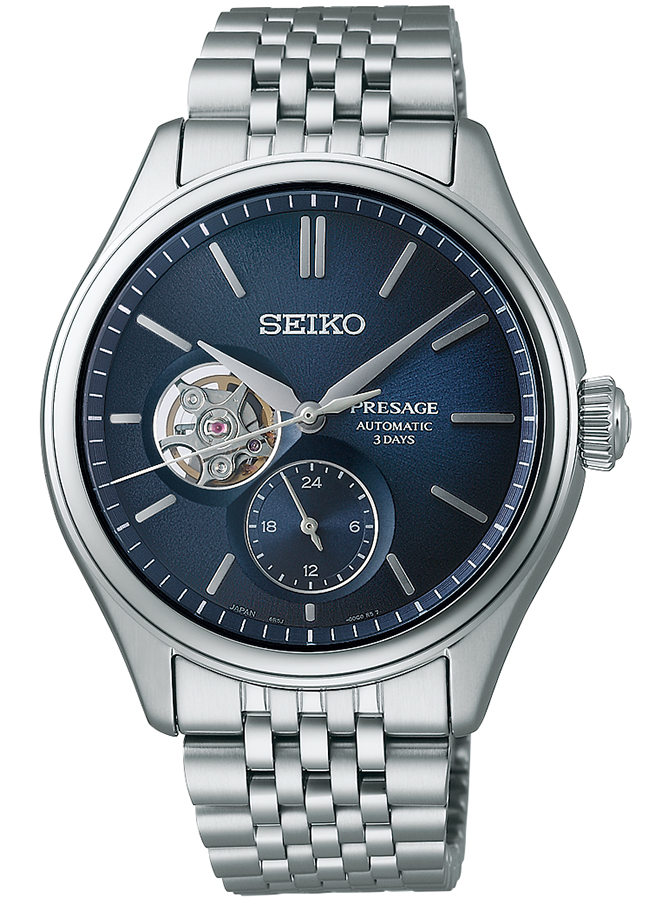 【箱付/稼働】SEIKO プレザージュ 4R38 青文字盤 オープンハート PRESAGE セイコー プレザージュ クラシックシリーズ 藍色ダイヤル