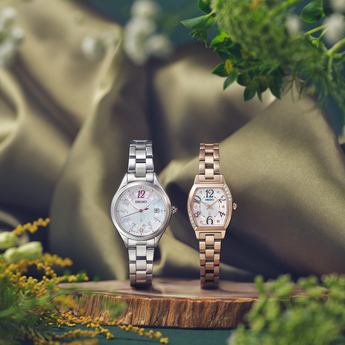 【良品】SEIKO セイコー★ルキア 電波ソーラー レディース 腕時計 コンビ LUKIA セイコー ルキア Grow フラワーガーデン SSQW091 レディース