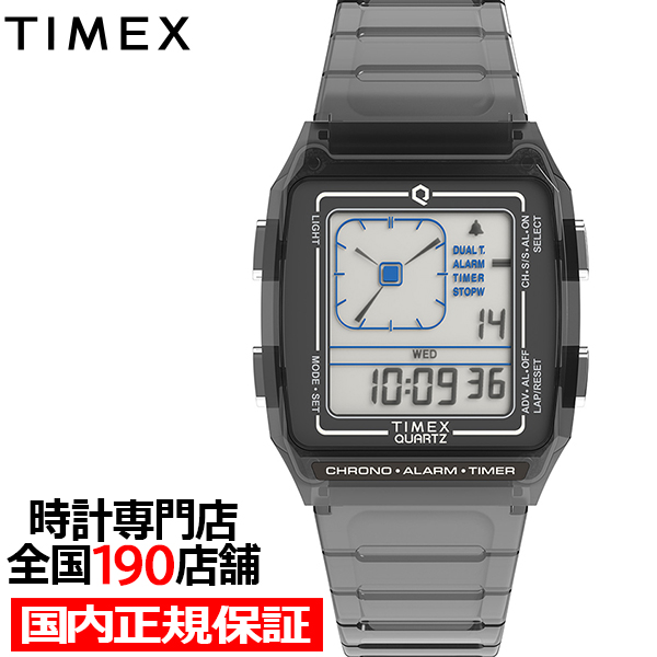 4月19日発売 タイメックス Q LCA トランスパレント TW2W45000 メンズ レディース 腕時計 電池式 デジアナ スケルトン グレー｜theclockhouse-y