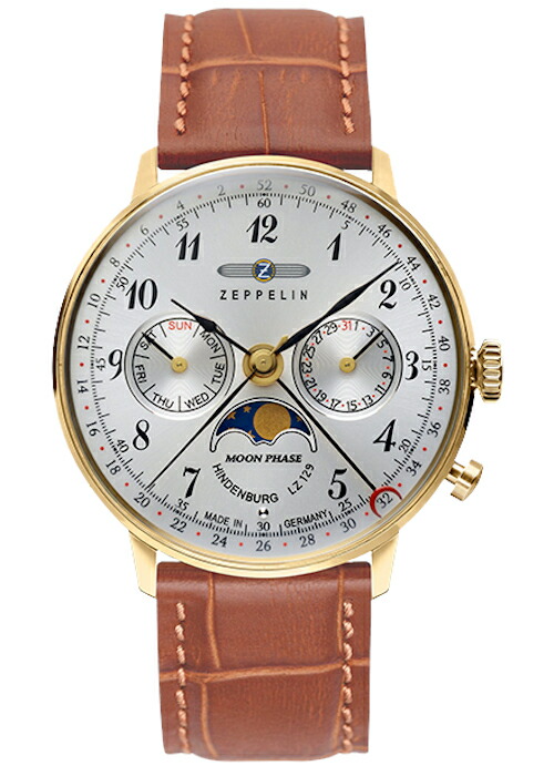 ツェッペリン ヒンデンブルク 7039-1 メンズ 腕時計 クオーツ 革ベルト