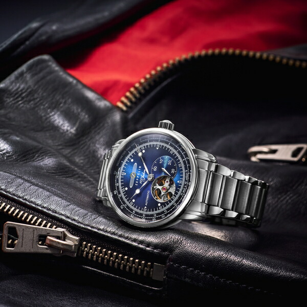 ツェッペリン 100周年記念シリーズ オープンハート オートマチック 日本限定モデル 7662M-3 メンズ 腕時計 日本海 ブルー LZ127号｜theclockhouse｜10