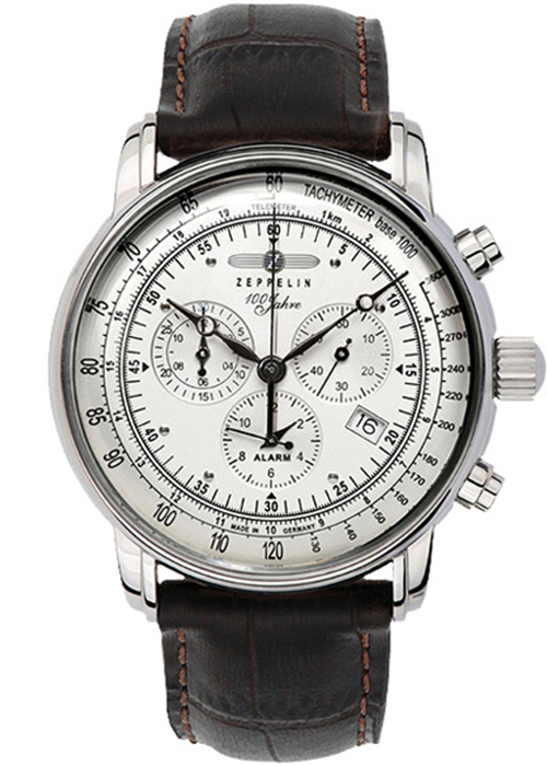 ツェッペリン LZ1 100周年記念モデル 7680-1N メンズ 腕時計 クオーツ レザー ホワイト クロノグラフ｜theclockhouse｜02