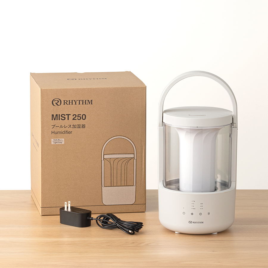 超音波式プールレス加湿器 「MIST 250」 ライトグレー 未使用 RHYTHM リズム MIST 250 超音波式 プールレス 加湿器 ライトグレー